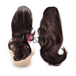 Extensie de par coada ondulata cu cleste 35 cm Cod SS35-HT185s Castaniu Inchis